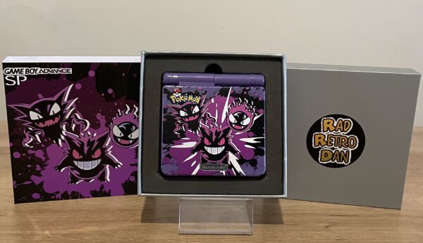 Gengar Evolution Pokemon Nintendo Game Boy Advance SP Console V5 IPS Screen HISPEEDIDO and Matching Box