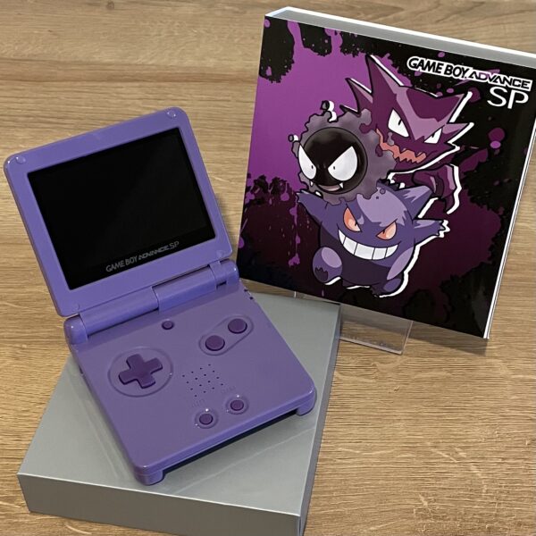 Gengar Evolution Pokemon Nintendo Game Boy Advance SP Console V5 IPS Screen HISPEEDIDO and Matching Box
