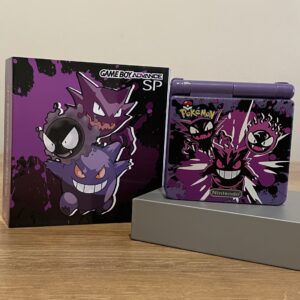 Gengar Evolution Pokemon Nintendo Game Boy Advance SP Console V5 IPS Screen HISPEEDIDO and Matching Box