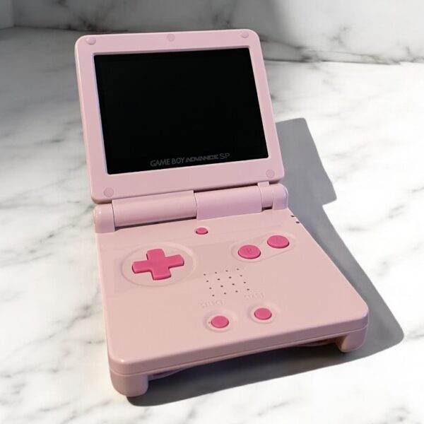 Nintendo GameBoy Advance SP Console Customised Princess Peach IPS V5 Screen. Complete with Custom Matching Box and Accessories.