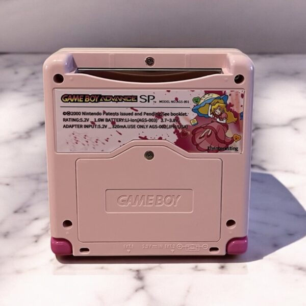 Nintendo GameBoy Advance SP Console Customised Princess Peach IPS V5 Screen. Complete with Custom Matching Box and Accessories.