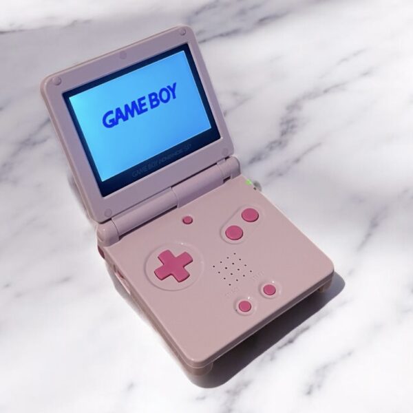 Nintendo GameBoy Advance SP Console Customised Princess Peach IPS V5 Screen. Complete with Custom Matching Box and Accessories.