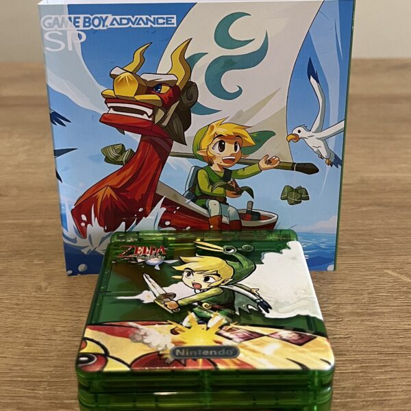 Modded GameBoy Advance SP Zelda IPS V5 Screen HISPEEDIDO Console with Matching Box