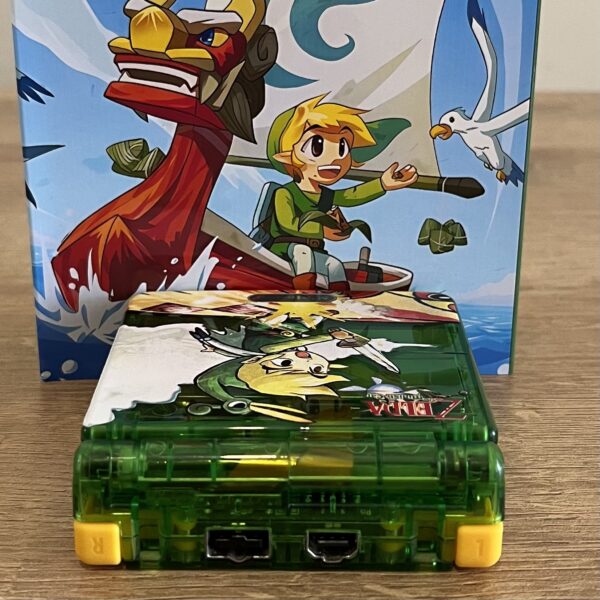 Modded GameBoy Advance SP Zelda IPS V5 Screen HISPEEDIDO Console with Matching Box